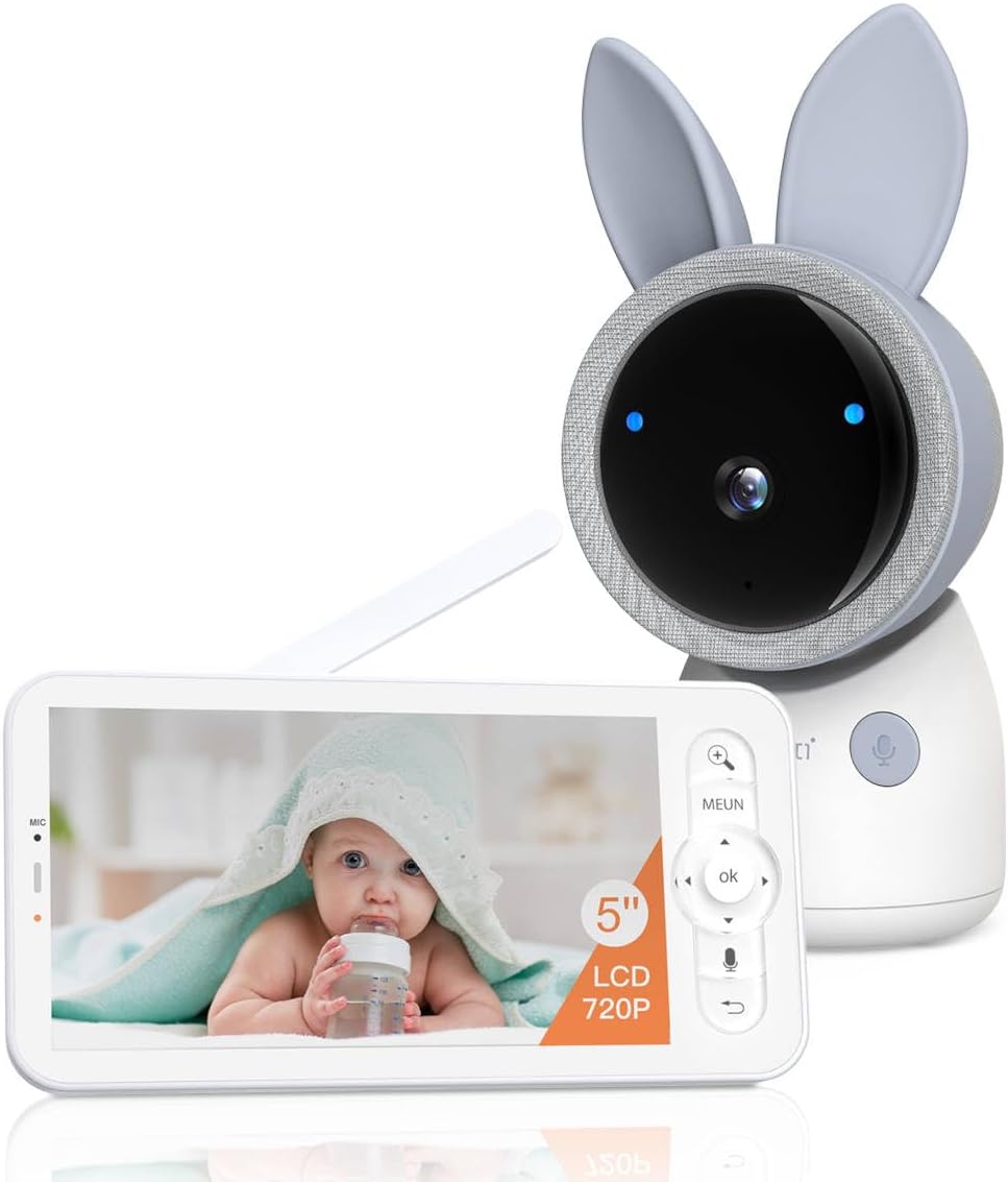 Monitory wideo ARENTI, 4MP, 12,7 cm, Czarny – 4MP Babyphone, Monitor wideo dla dzieci, wyświetlacz LCD
