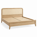 Doppelbett aus Holz mit Rattangeflecht, Natur, Liegefläche 160 × 200 cm, Gesamtmaß 215 × 168 × 110 cm, inklusive Lattenrost