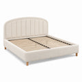 Modernes Polsterbett 160 × 200 cm mit Bouclé-Bezug in Creme und Holzlattenrost