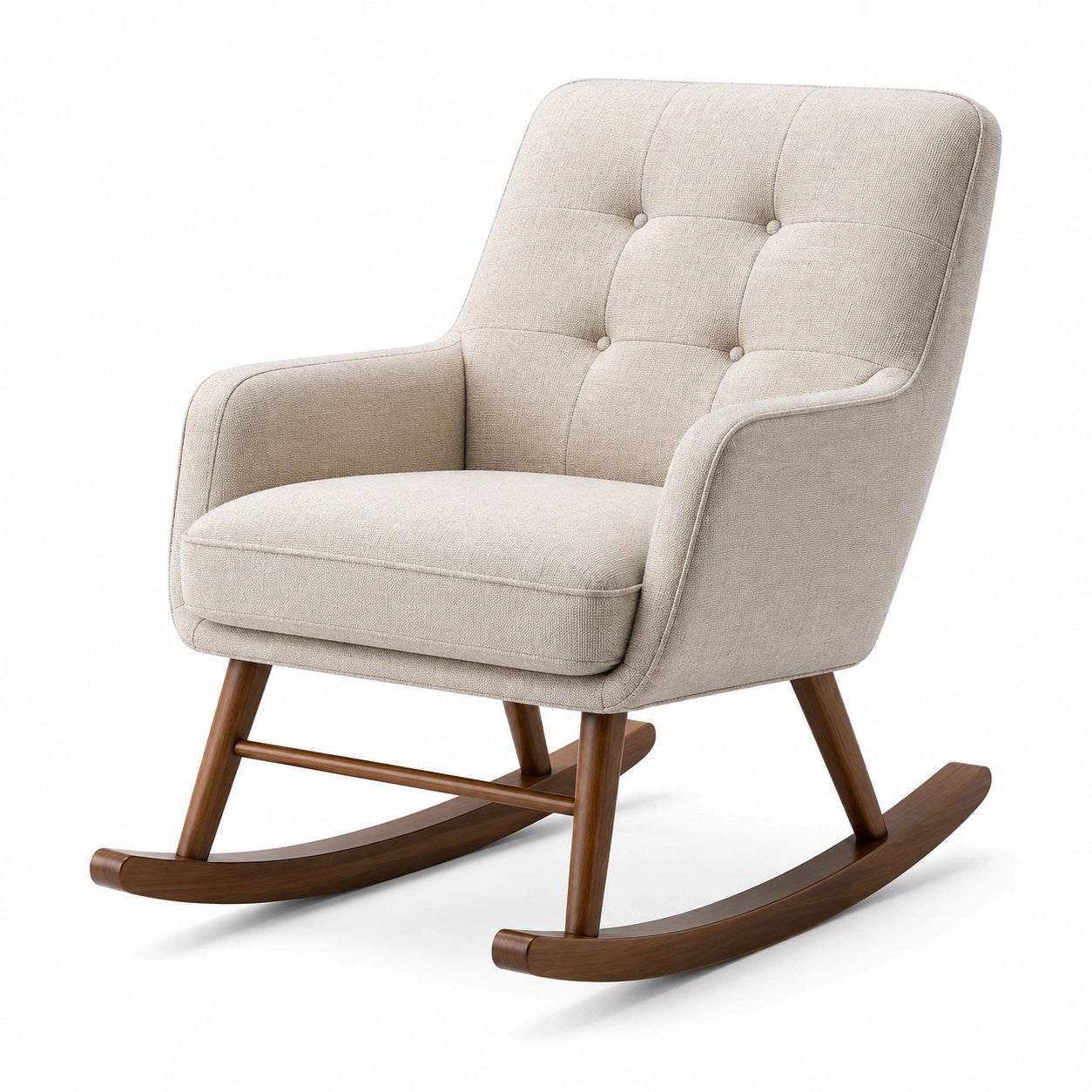 Gepolsterter Retro-Schaukelstuhl in Beige und Braun, 75 × 90 × 98 cm