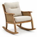 Garten-Schaukelstuhl aus Holz mit Geflecht und Polstern, Braun/Beige, 82 × 96 × 99 cm