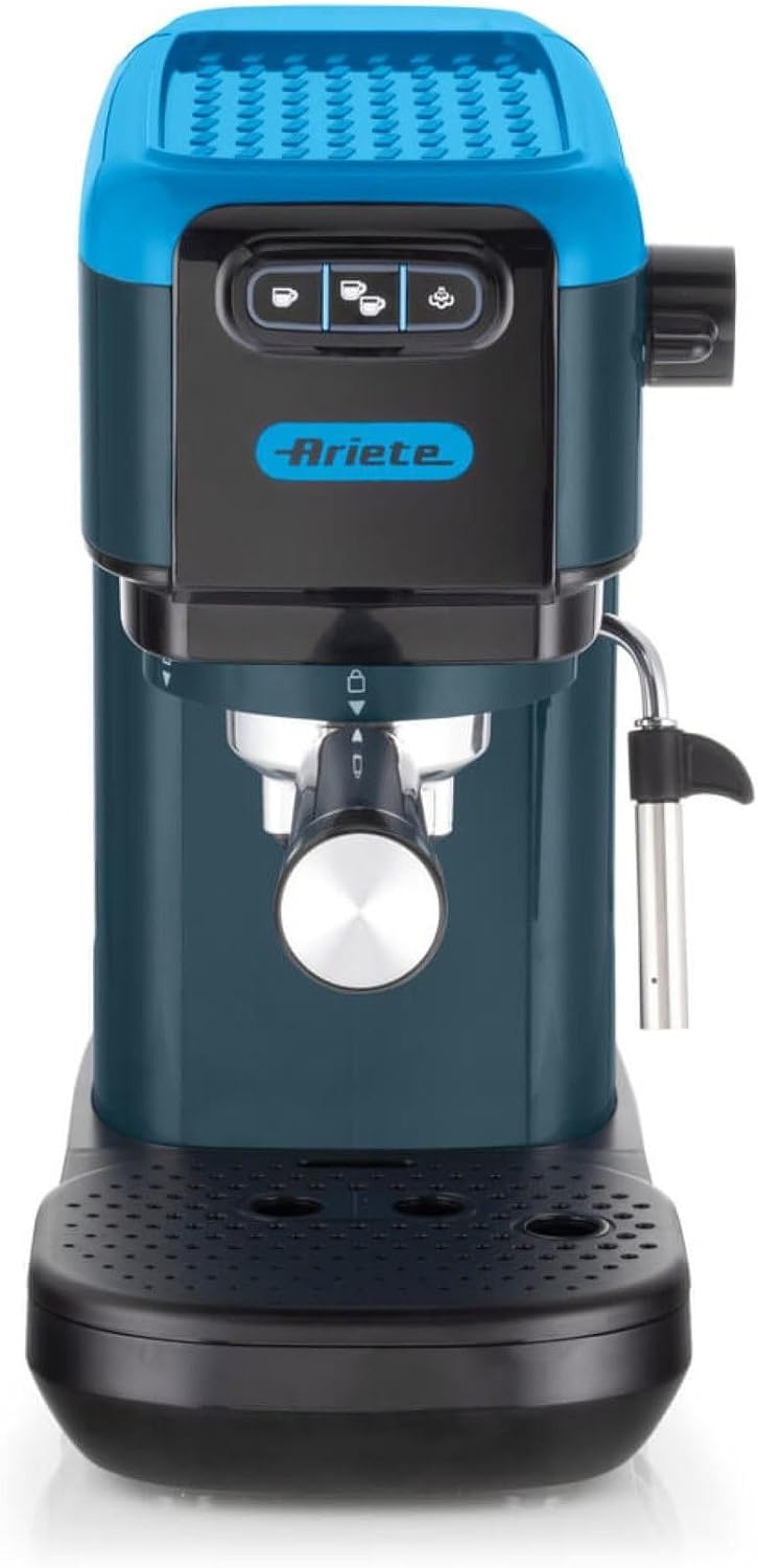 Ekspres do kawy Ariete, 1300 W – 15 Bar, 14 cm, Niebieski, regulowana wysokość – Kawiarnia, Filtr, Elektryczna, 2 kubki