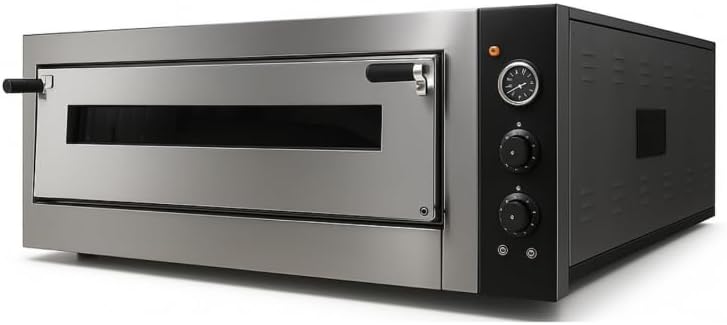 Piec do pizzy Générique, 33 cm, 7 kW, Czarny / Srebrny – Elektryczny piekarnik do pizzy, termostat, profesjonalny, szklany – temperatura do 450°C