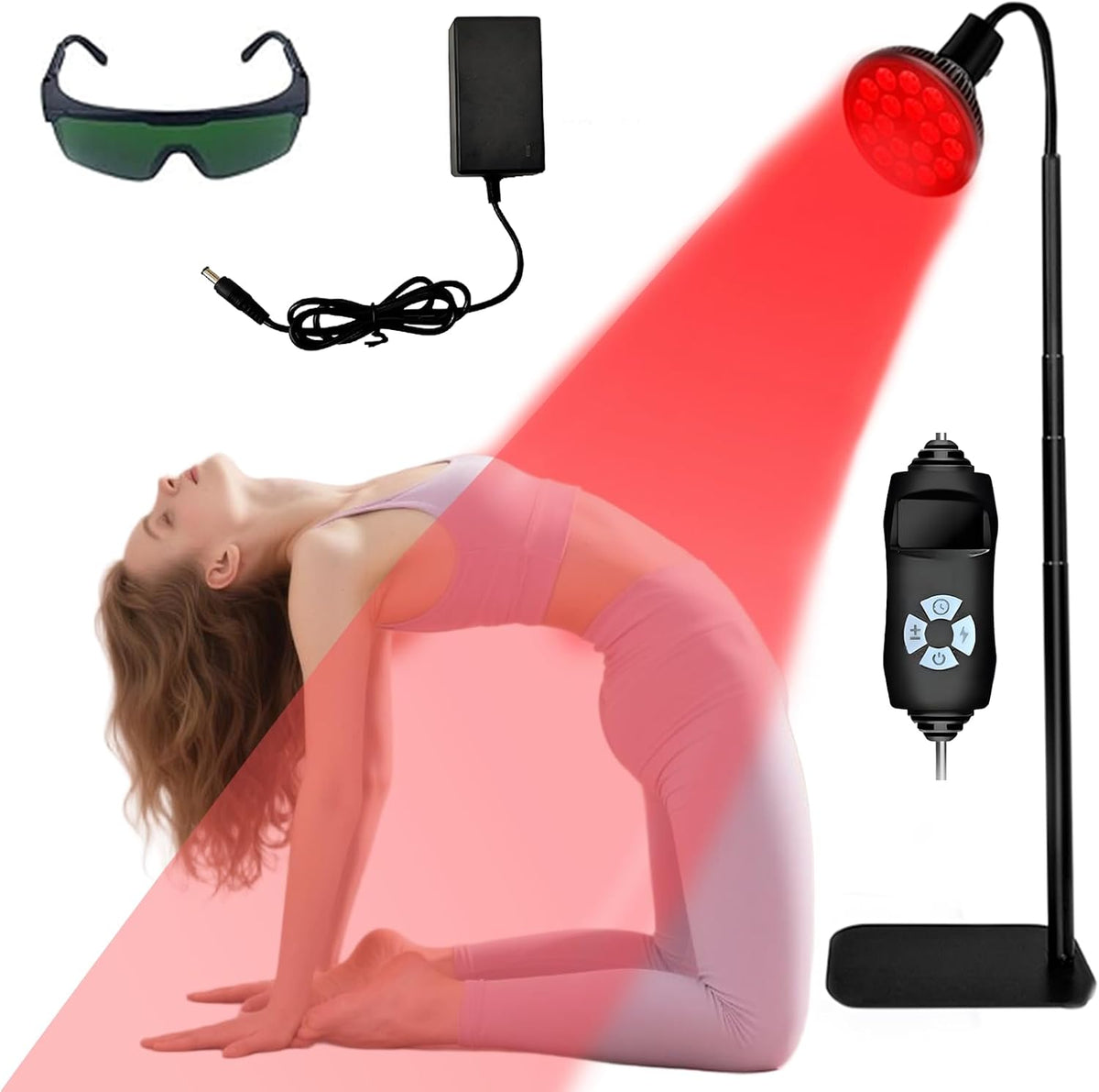 Terapia w podczerwieni Warmforwel, 54 W, Czerwony, oświetlenie LED – uchwyt, lampa, 660 nm, 850 nm – zegar, 5 poziomów