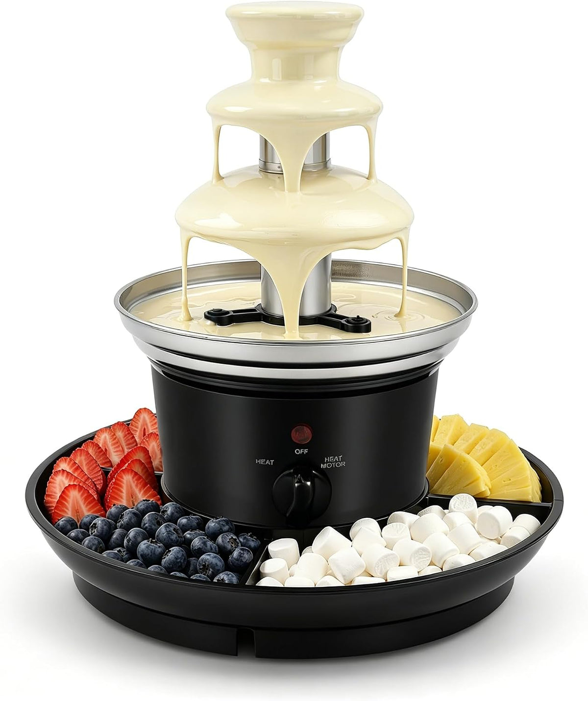 Fontanny i fondue z czekolady Atnhyruhd – 40 W, 31 x 25,5 x 18,5 cm, 1 kg, Czarny – Wesele