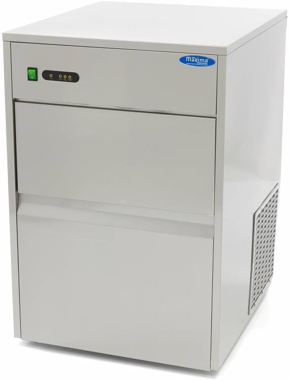 Kostkarki do lodu Maxima – 28 kg, Srebrny, Maszyna Do Produkcji Kostek Lodu M-ICE 28