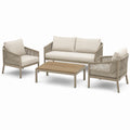 4-teiliges Gartenmöbel-Set mit Zweisitzer 133 × 75 × 77 cm, 2 Sesseln und Couchtisch, Taupe/Beige