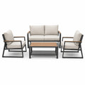 4-teiliges Gartenmöbel-Set in Beige, Schwarz und Braun – Sofa 126 × 72 × 80 cm, 2 Sessel 72 × 72 × 80 cm und Tisch 100 × 55 × 45 cm