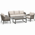 4-teiliges Gartenmöbel-Set in Beige, Grau und Anthrazit – Dreisitzer 190 × 76 × 78 cm, 2 Sessel und Couchtisch