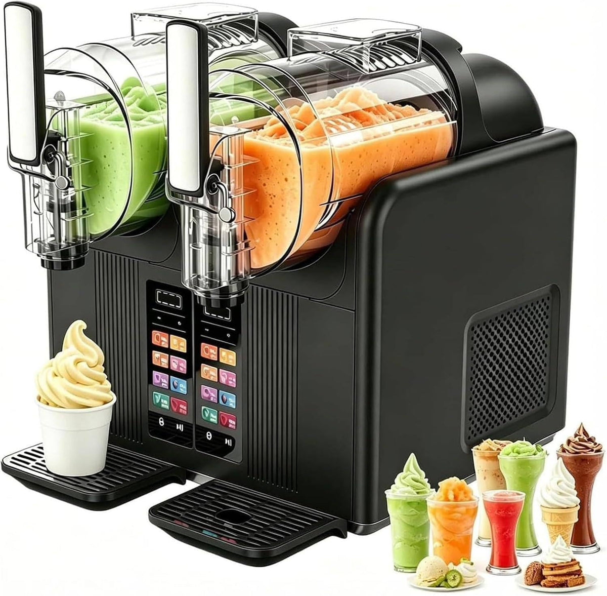 WEIZIIA Maszyny na bazie granitu, 2 l, 430 W – Czarny, samoczyszczenie, Granita, Granit maszyna – 7 programów, dotyk, blokowanie