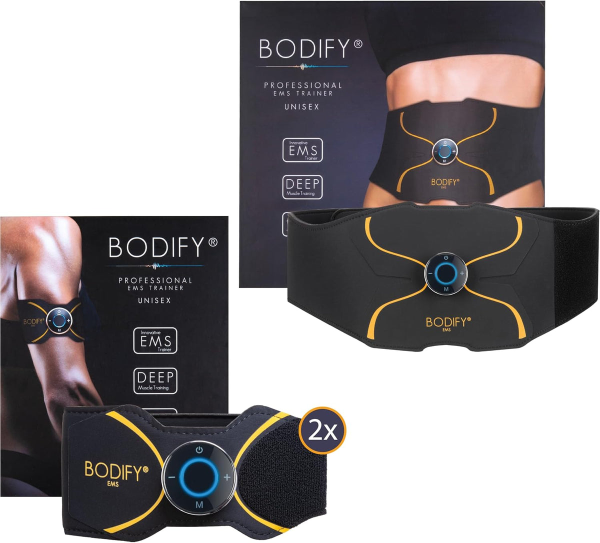 Elektrostymulatory Bodify, Czarny – 3-in-1 Zestaw treningowy EMS EMS Pro, Aktywacja mięśni ciała, Szkolenie EMS