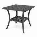 Quadratischer Gartentisch mit Ablage, 60 × 60 × 60 cm, beschichtetes Metall, Anthrazit