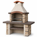 Gartenkamin mit Grillrost, Auffangwanne, Ablage und Rauchabzug, 120 × 70 × 210 cm, Beige/Braun/Grau/Schwarz