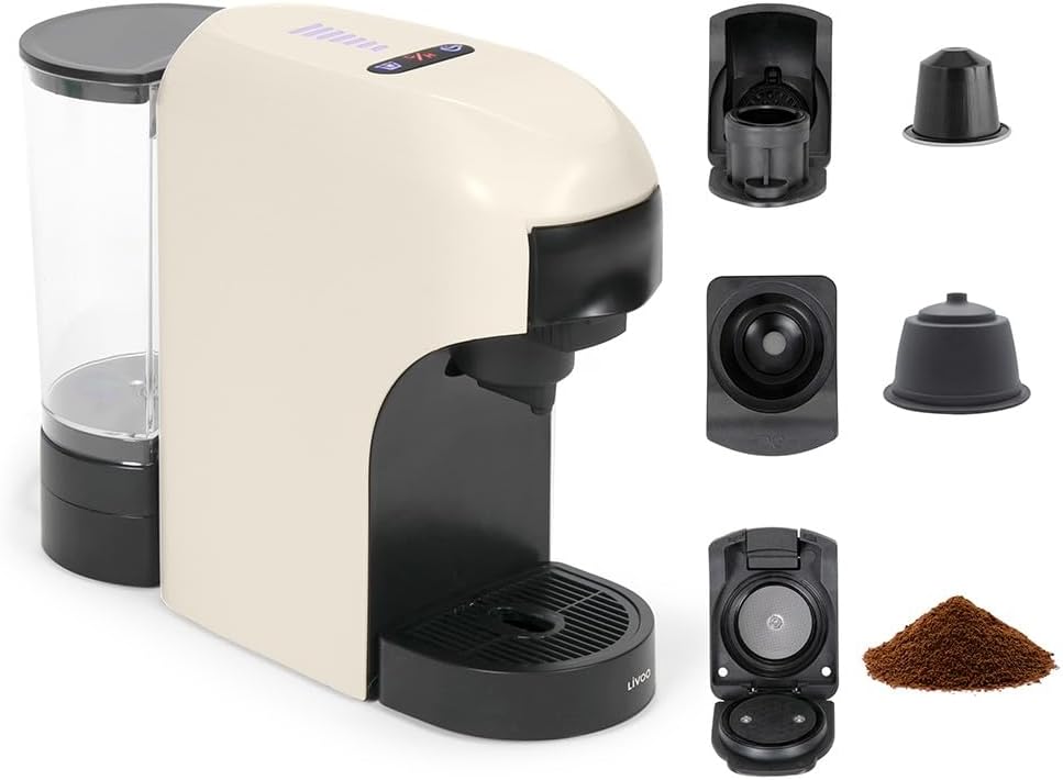 Livoo Ekspres do kawy, DOD217C, 1400 W – Czarny / Srebrny, 3 w 1, Nespresso DOD217C, elektrycznej – 7 poziomów