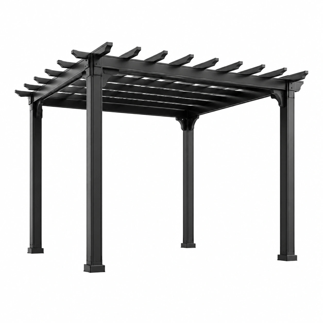 Freistehende Aluminium-Pergola mit offenem Lamellendach, 300 × 300 × 250 cm, Schwarz