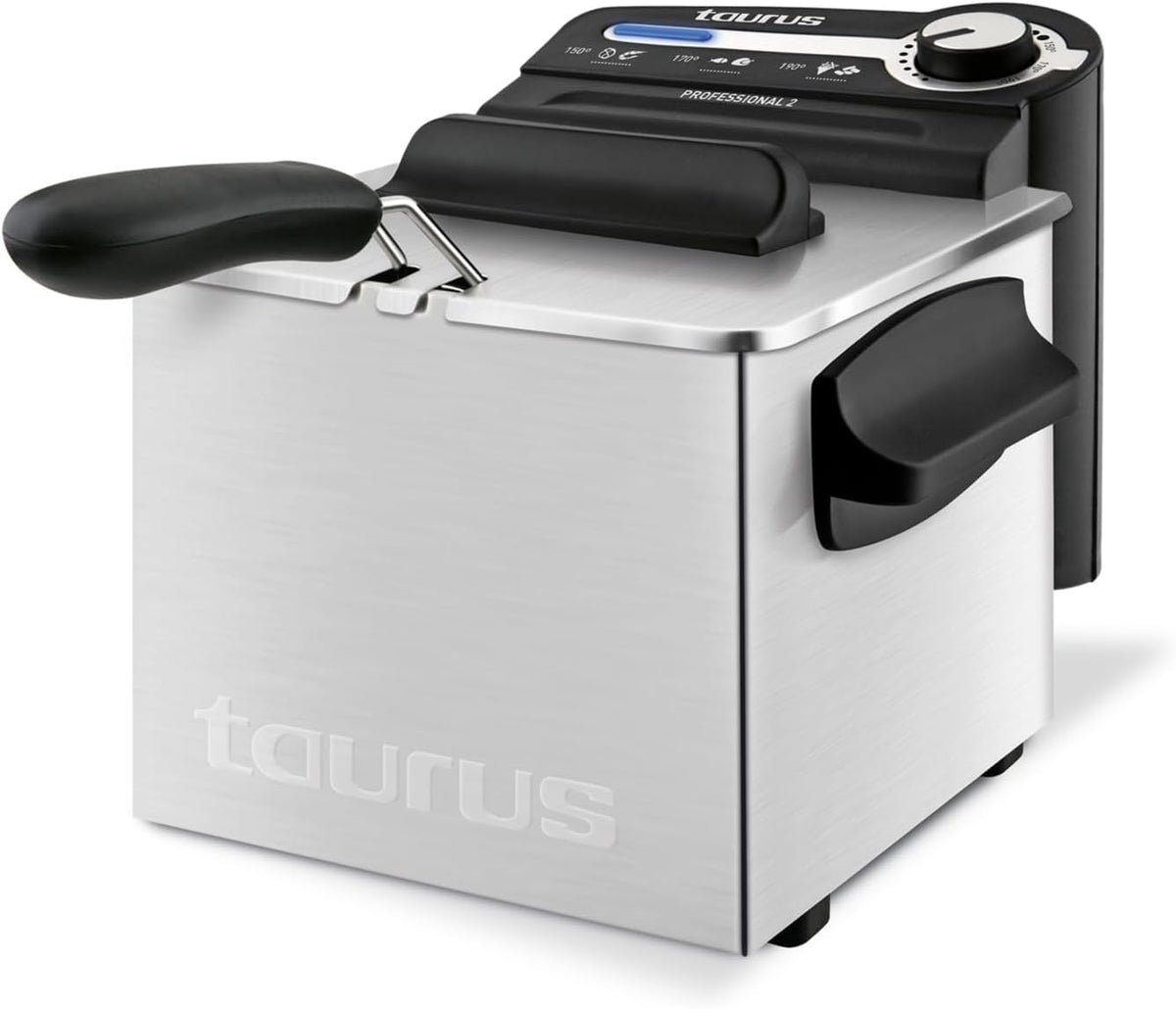 Frytkownica TAURUS, 1700 W, 2 litrów, Srebrny – Regulowana temperatura, Pozycja opróżniania oleju, Profesjonalne 2 Plus, Elektryczne Fryst 1700 W