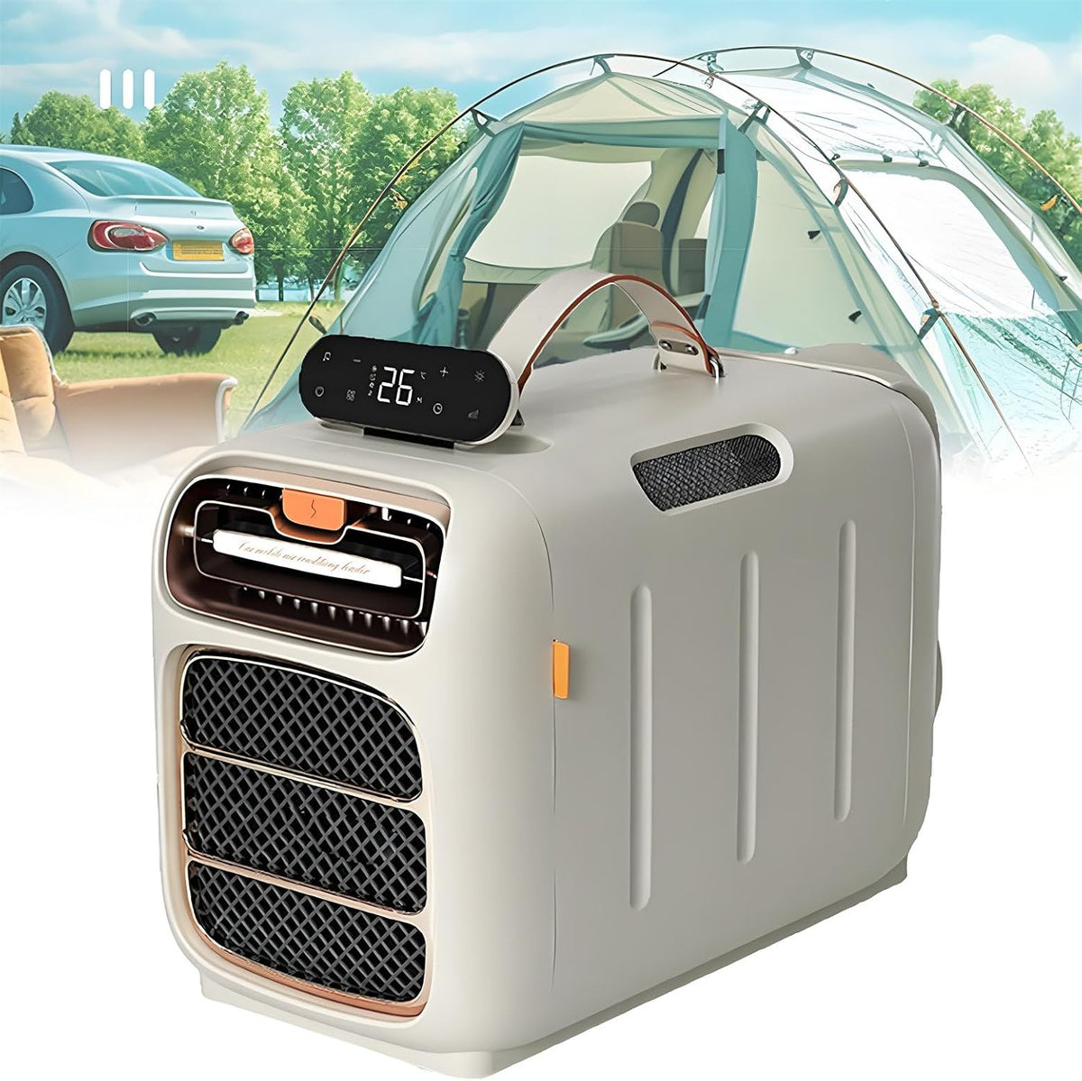 Klimatyzator GYQSSD, 5121 BTU – 24 V, 500 W, Szary, pilot zdalnego sterowania – timer, Przenośny Zewnętrzny, Do Przyczepy Kempingowej 5121 BTU 24 V