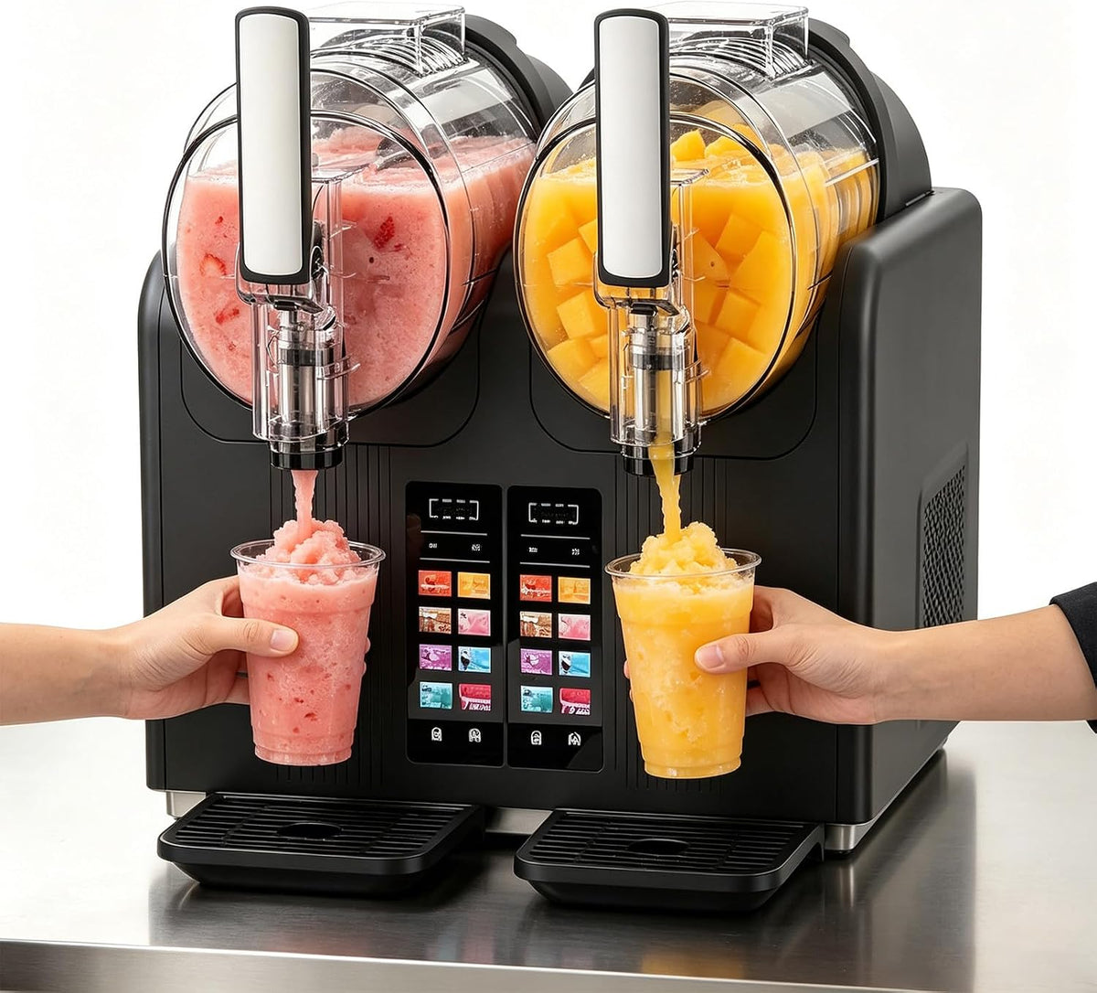 Glowdora Maszyny na bazie granitu, 420 mm, 2 l – 430 W, Czarny, 2En1 Granita, Ice and Sorbet maszyna – Granit maszyna, 7 Programów, Duży zbiornik