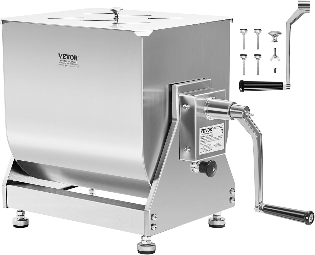 VEVOR Maszynka do mielenia mięsa, 10 l, 560 x 255 x 465 mm, 6,7 kg – Srebrny, stal nierdzewna, maszynka do mięsa, Mixing maszyna – duży zbiornik