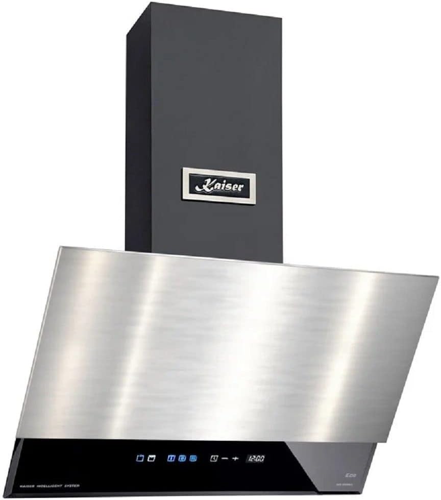 Okap kuchenny Kaiser, 60 cm, 62 dB – Srebrny / Czarny, stal nierdzewna, oświetlenie LED, Okap próżniowy – 1250 m3 / h, montaż ścienny, czarny