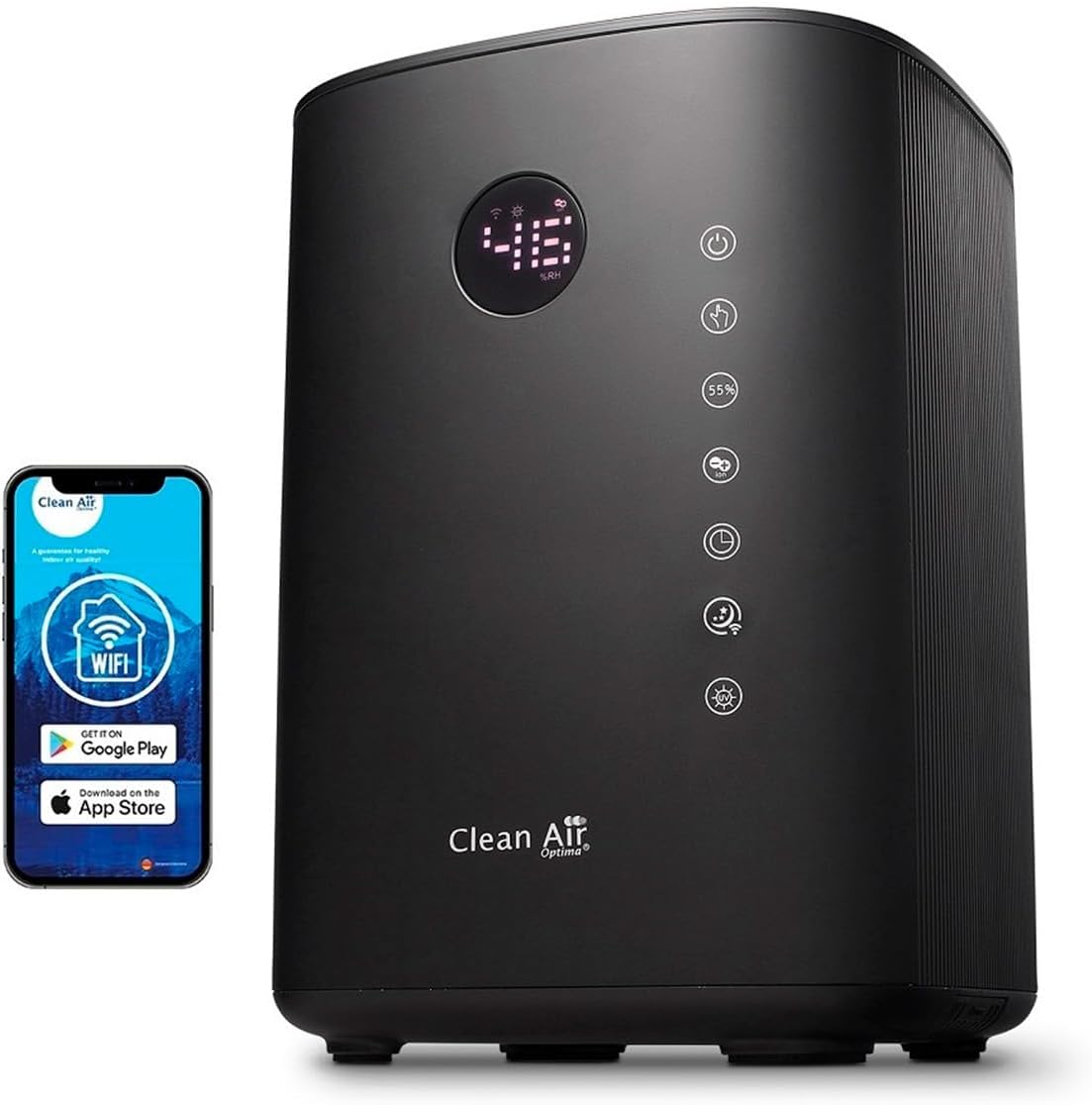 Clean Air Optima Nawilżacze, CA-605, 2 cm – 138 W, 120 ml, Biały / Czarny, CA- 605 Zwilżacz – 35 x 27, 3 x 20, czarny, czysty CA-605