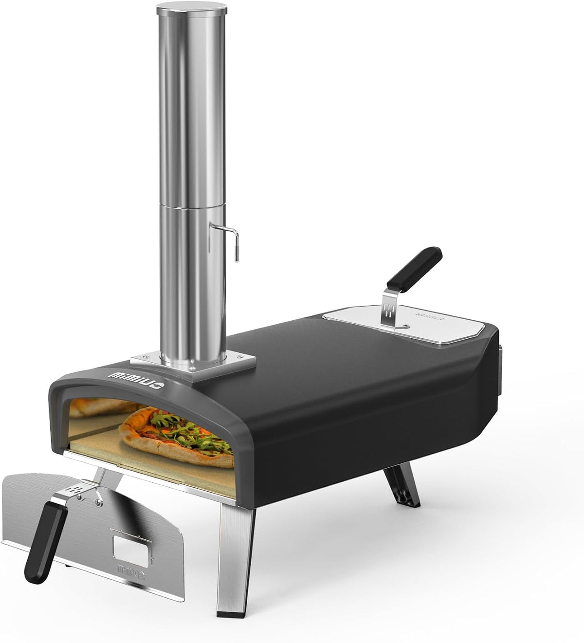 Piec do pizzy Mimiuo, 33 cm, Czarny / Srebrny – Elektryczny piekarnik do pizzy, przenośny, na zewnątrz