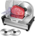 FOHERE Krajalnica, 200 W, 19 cm, 14 kg – Srebrny, Do chleba, Przełącznik Rainer dla bezpiecznego, 200 W Elektryczny Dżem i Saucisson – 2 Blades 19 cm