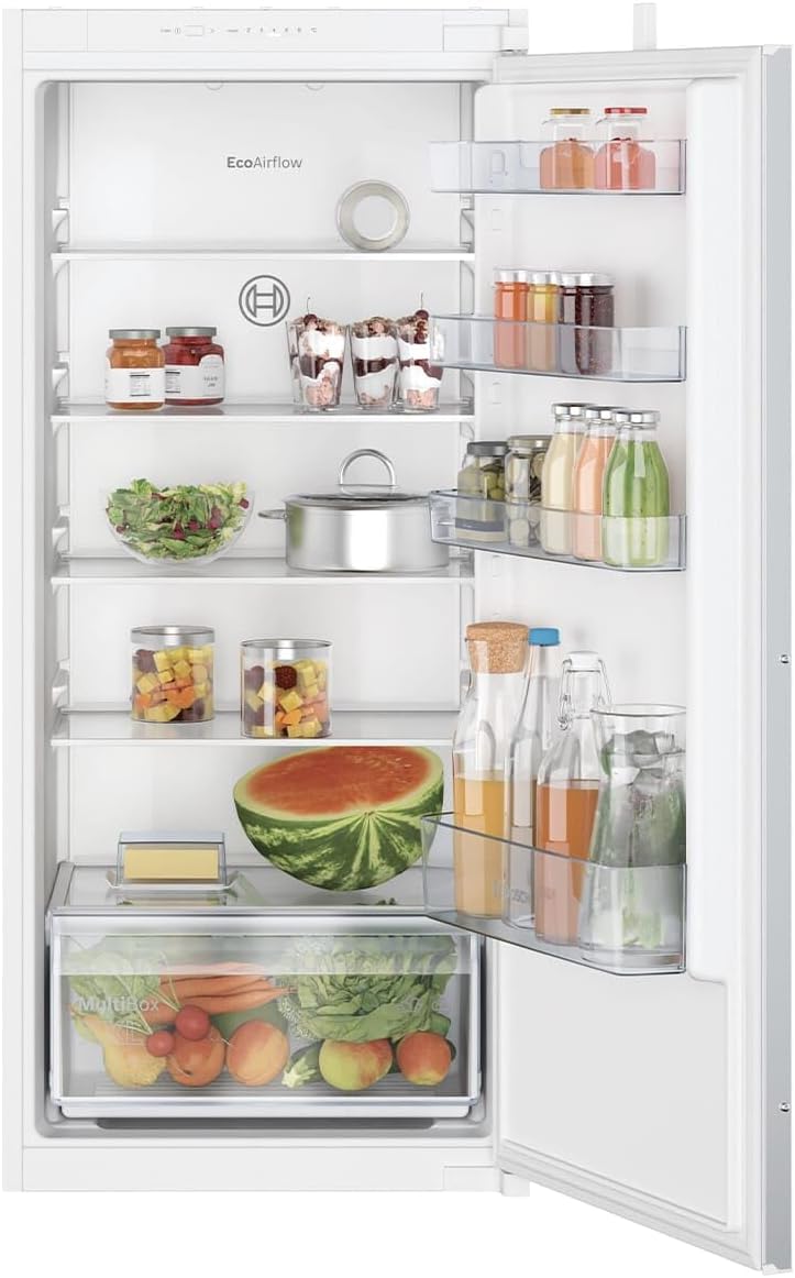Bosch Lodówka – KIR415SE0, 204 l, 54.1 x 54.1 x 54,8 cm, Biały – miejsce do przechowywania, 1 Zintegrowane drzwi ze suwakiem 204 l - KIR415SE0