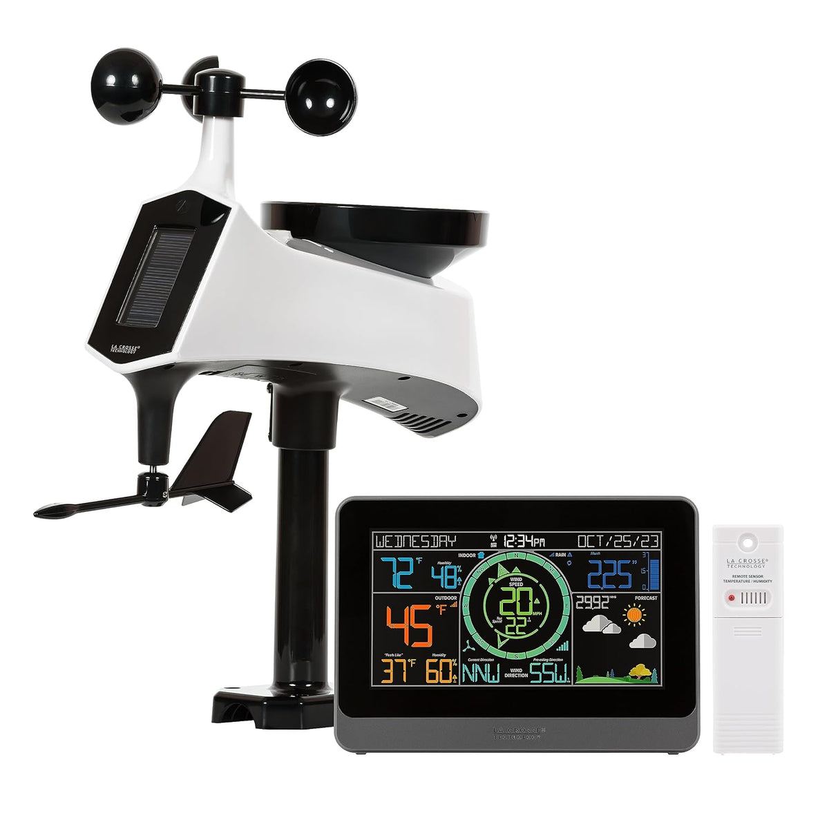 La Crosse Technology Stacje meteorologiczne i barometry, 100,6 m, 5.0 V, Czarny – praca bezprzewodowa, Stacja, czujnik