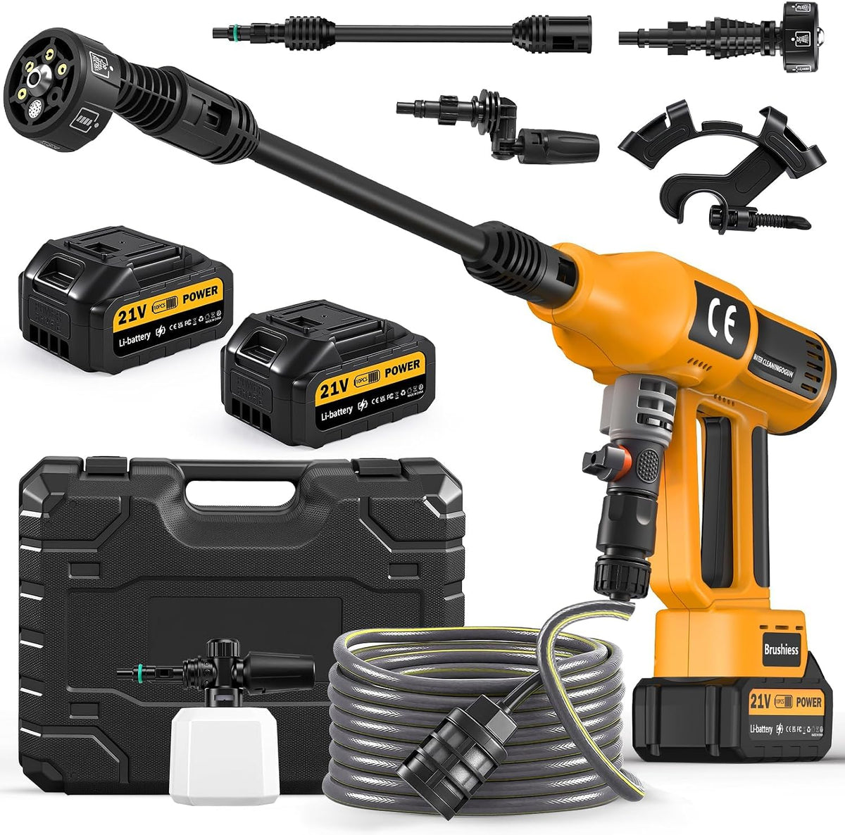 Ankishi Myjka ciśnieniowa, myjka wysokociśnieniowa, 18 V, Szary – Wysokie ciśnienie, przenośny pistolet z 2 x 4000 mAh