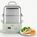 VEVOR Kuchenki parowe, 13 l – 1500 W, 358x295x369 mm, Srebrny / Zielony, stal nierdzewna – kuchenka, 9 programów, podgrzewanie, 2 poziomów