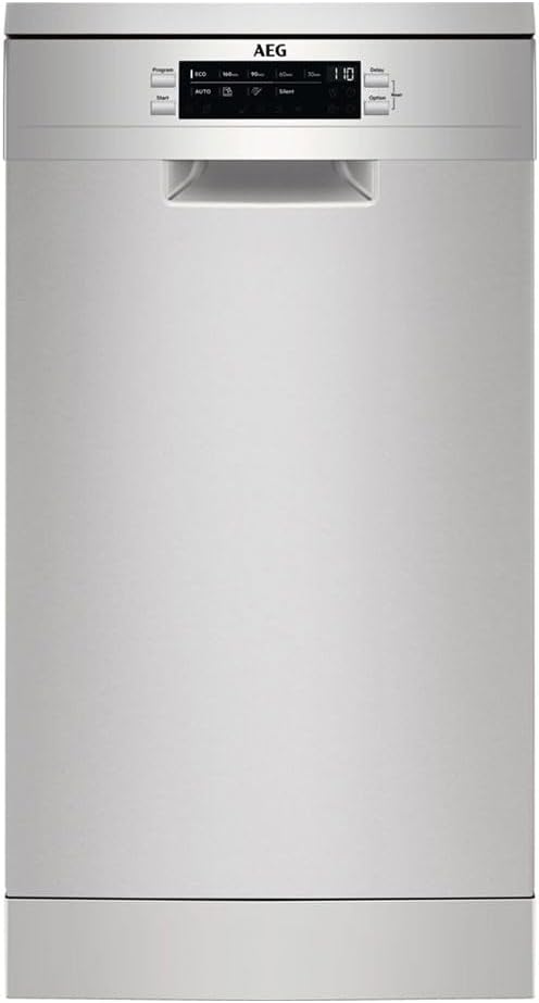 Zmywarka AEG – FFB62427ZM, 45 cm, 490 G, Srebrny – składana konstrukcja, pilot zdalnego sterowania, FFB62427ZM Inox 45cm E