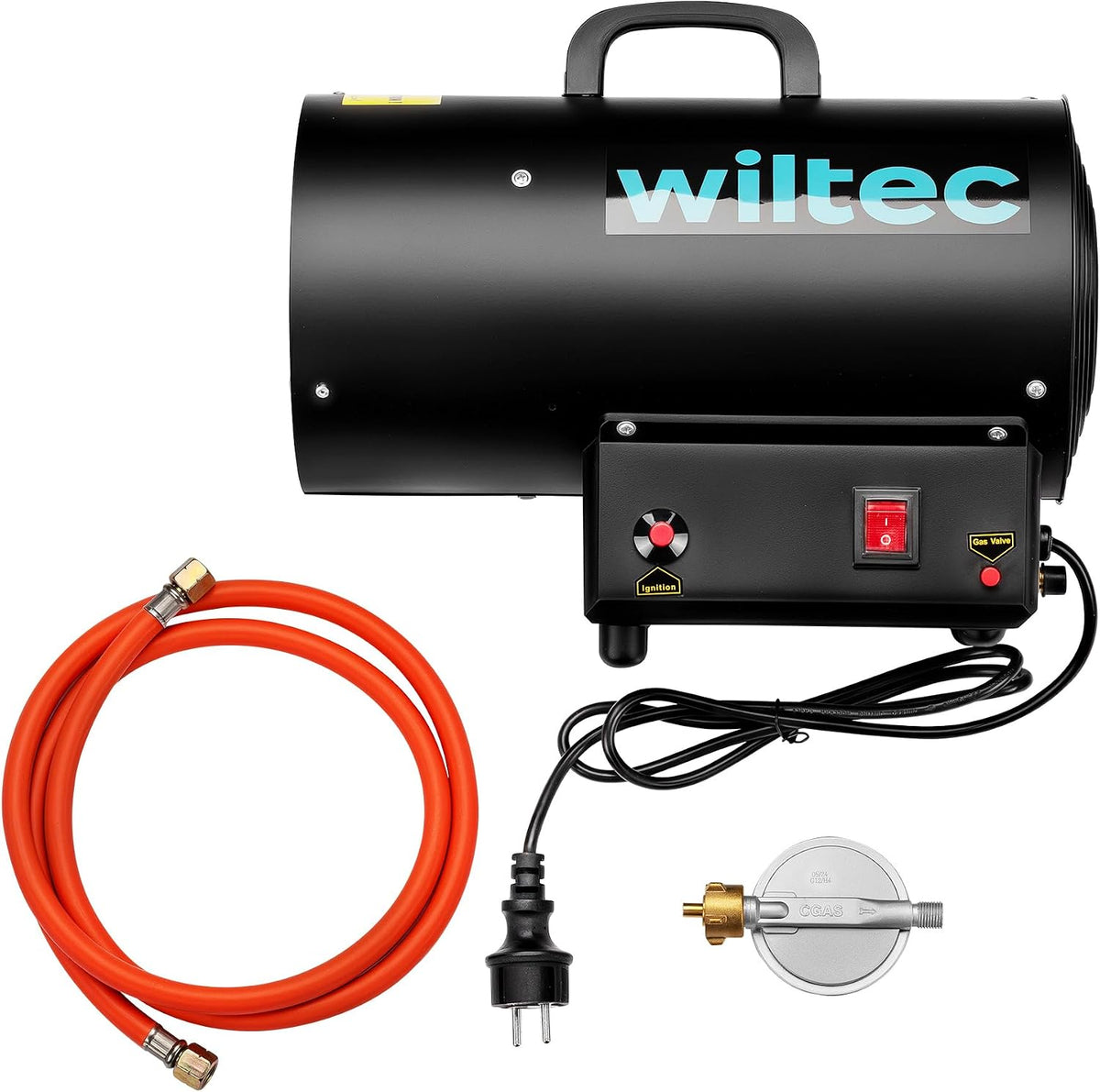 WilTec Grzejniki propanowe, 15 kW, Czarny, Generator – silnik, 320 m3 / h, funkcja grzewcza