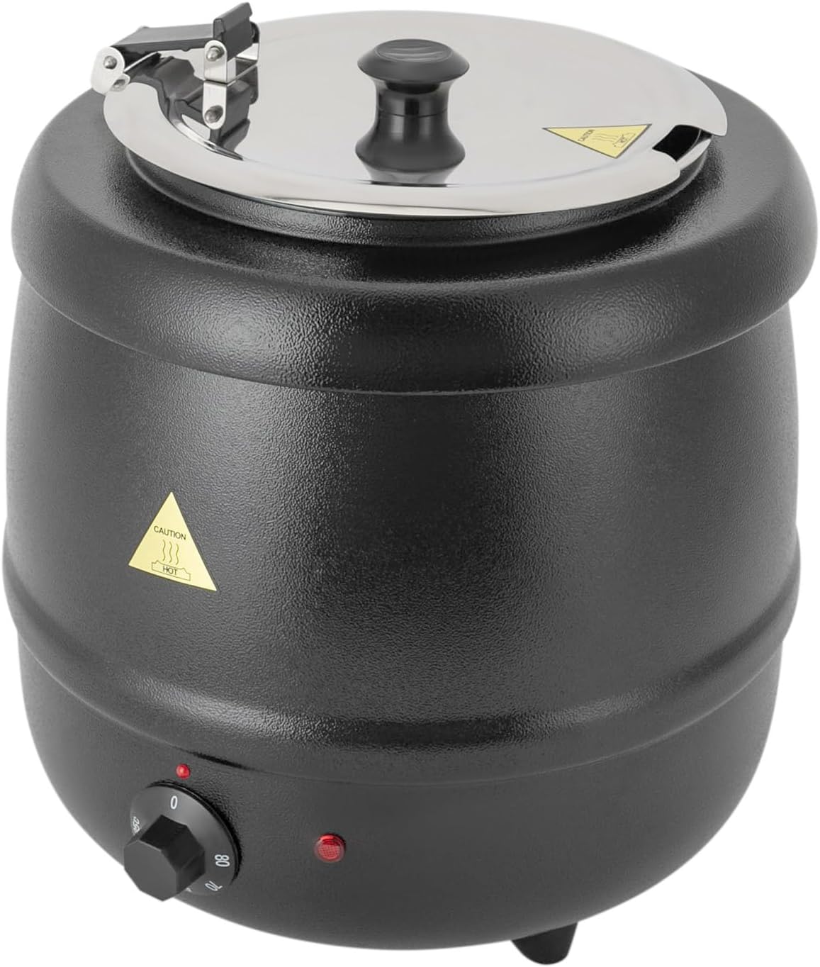 Kredens POTYYH – 10 l, 400 W, 35 x 38 cm, Srebrny – ogrzewacz elektryczny, wymienna wkładka ze stali nierdzewnej i pokrywka z zawiasami