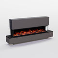 Kominek elektryczny GLOW FIRE, grzejnik elektryczny, 1800 W – 157 x 75 x 29 cm, Szary/Czarny, oświetlenie LED, pilot zdalnego sterowania – timer