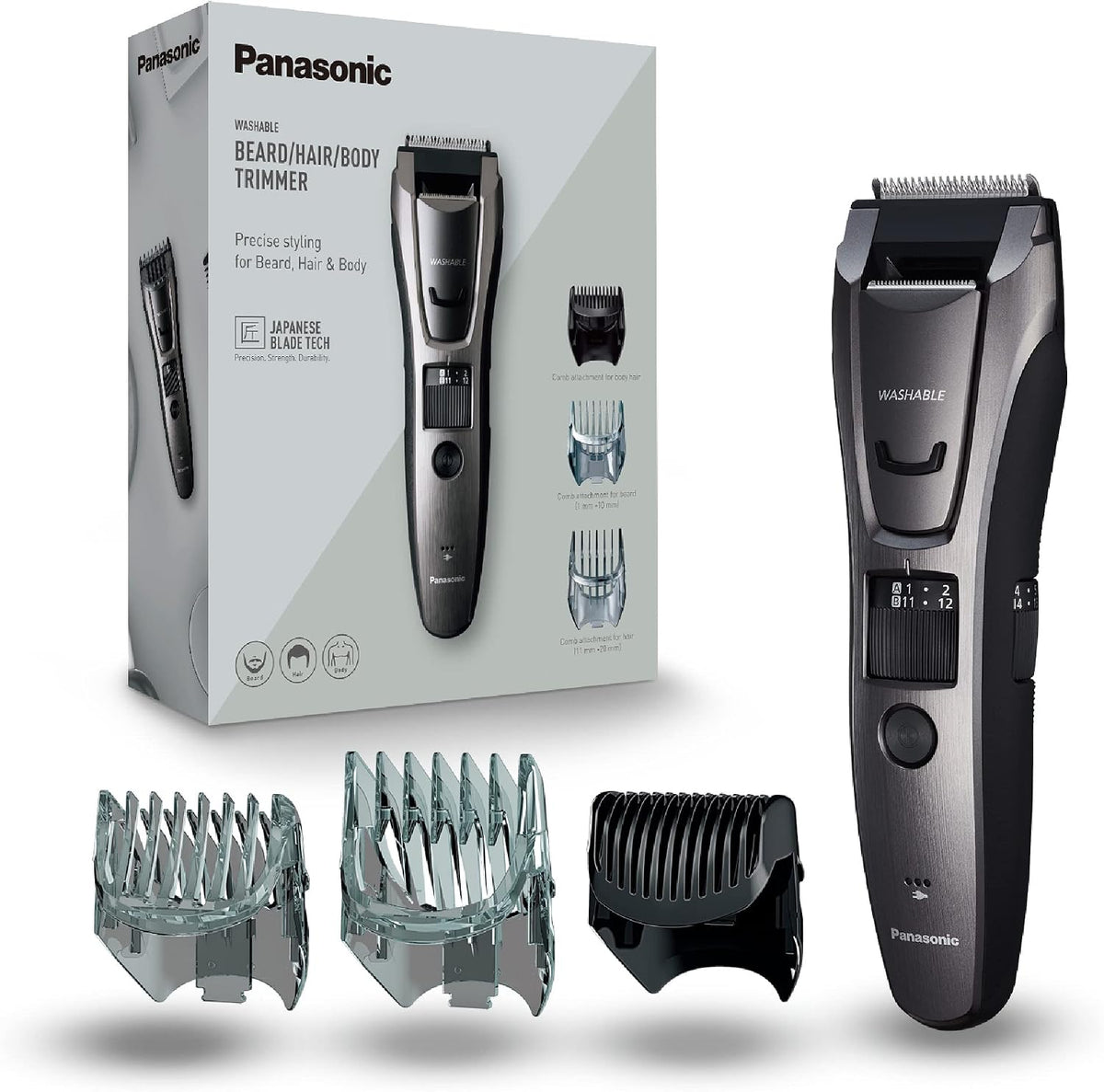 Kosiarki do twarzy Panasonic, GB80 – 20 mm, Srebrny, praca bezprzewodowa, ER- GB80- H503 Akcesoria do urządzeń – 39 Długość regulowana