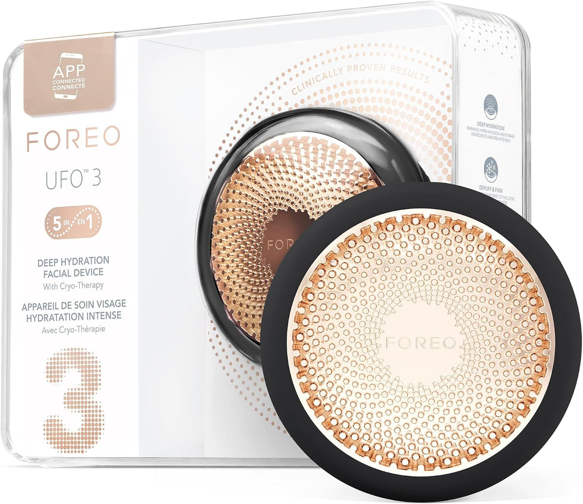 FOREO Maski – Czerwony / Czarny, oświetlenie LED, UFO 3 5- En-1 Nawilżające i czerwone światło, 3 Maska twarzy skóry 5 -En-1 – Czarny 5-En-1