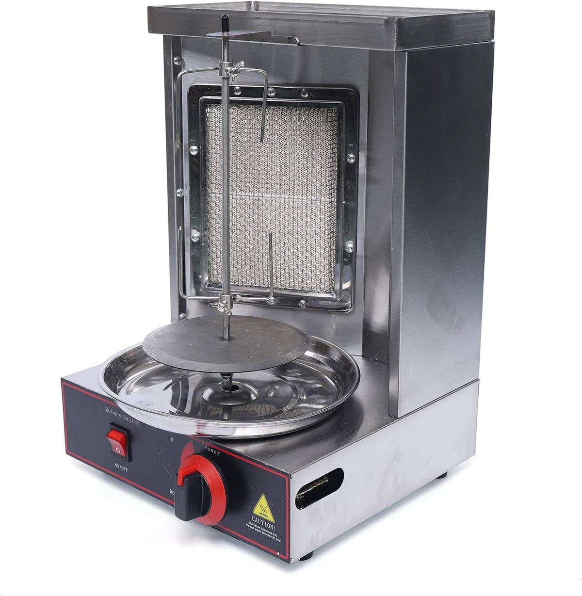 Grill KenSyuInt, 295 x 295 x 490 mm – 110 V, Srebrny/Czarny/Czerwony, do kebaba, do gyrosy – pionowy obrotowy z rożnem obrotowym