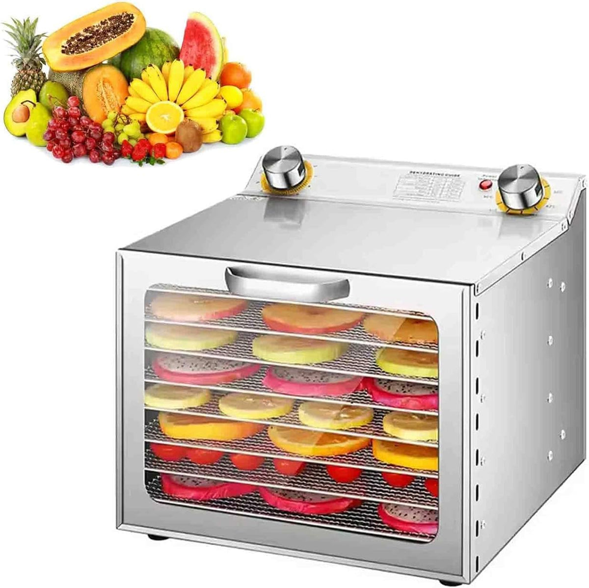 Marque: XSDAJSD XSDAJSD, Marque, 30 × 30.5 × 23 cm, 400 W – 220 V, Srebrny, stal nierdzewna, Suszarka – odwodniona żywność, 30 do 90°C