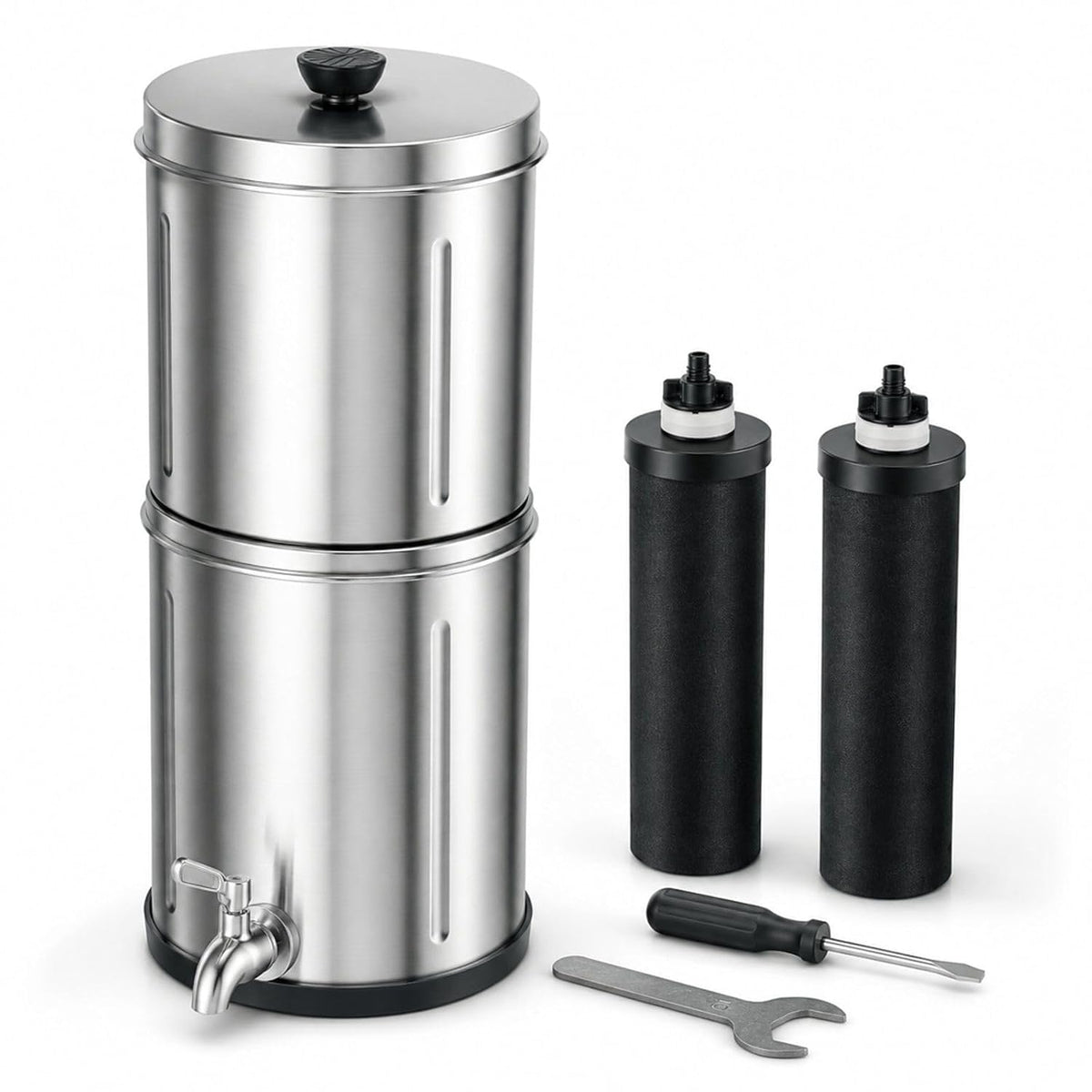 Filtr do wody, system filtracji wody – 285 x 495 mm, 7 l, 3 kg, Srebrny – 2 filtry, srebrne
