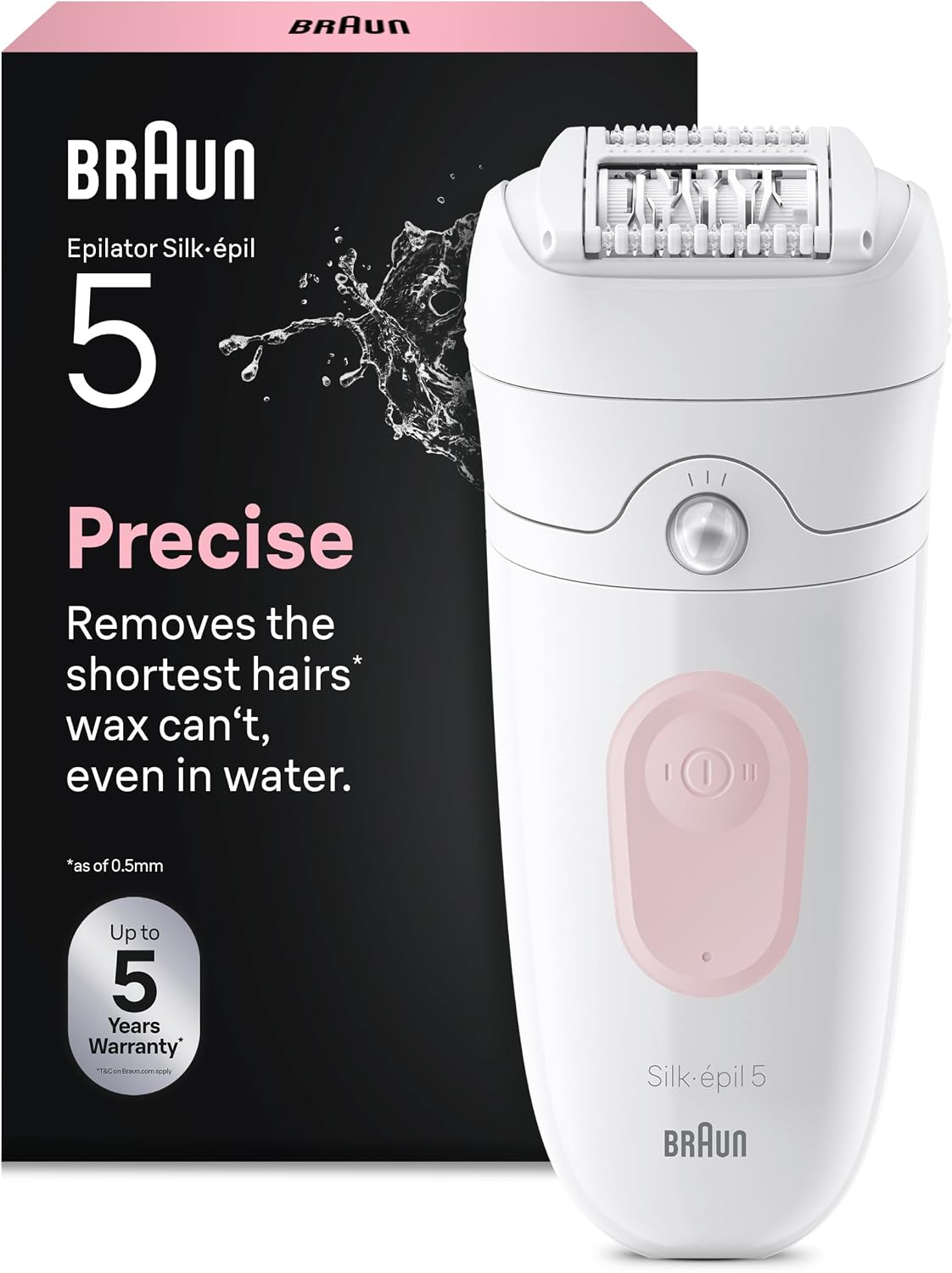 Pilatory i akcesoria Braun, 0,5 mm, Brązowy / Biały / Różowy – praca bezprzewodowa, Aparatura do usuwania włosów z włosów z dla kobiet