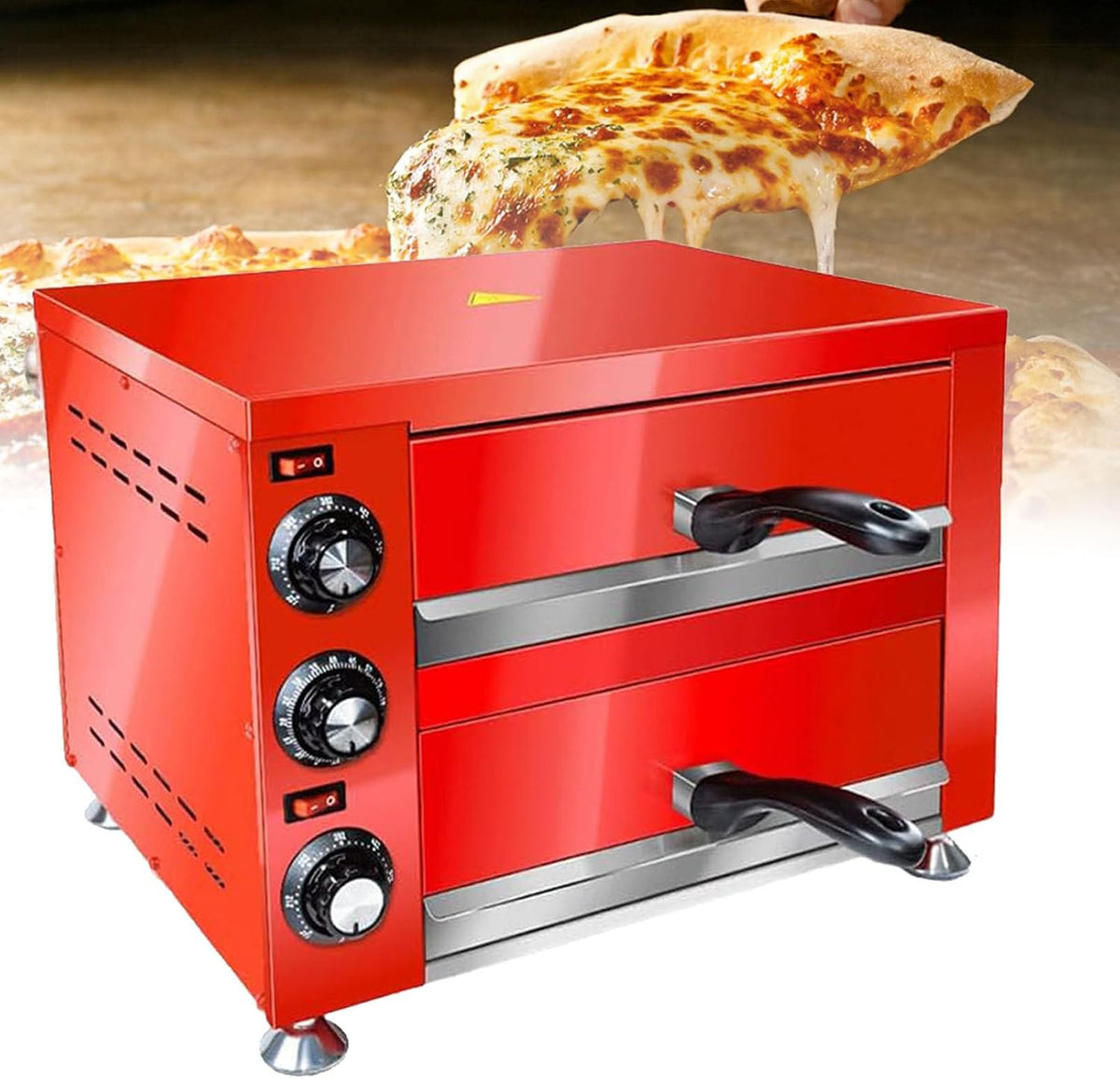 Mini piekarnik XSDAJSD, 30 cm, 2200 W, Czarny / Srebrny – stal nierdzewna, Elektryczny do pizzy, licznik, profesjonalny – restauracja