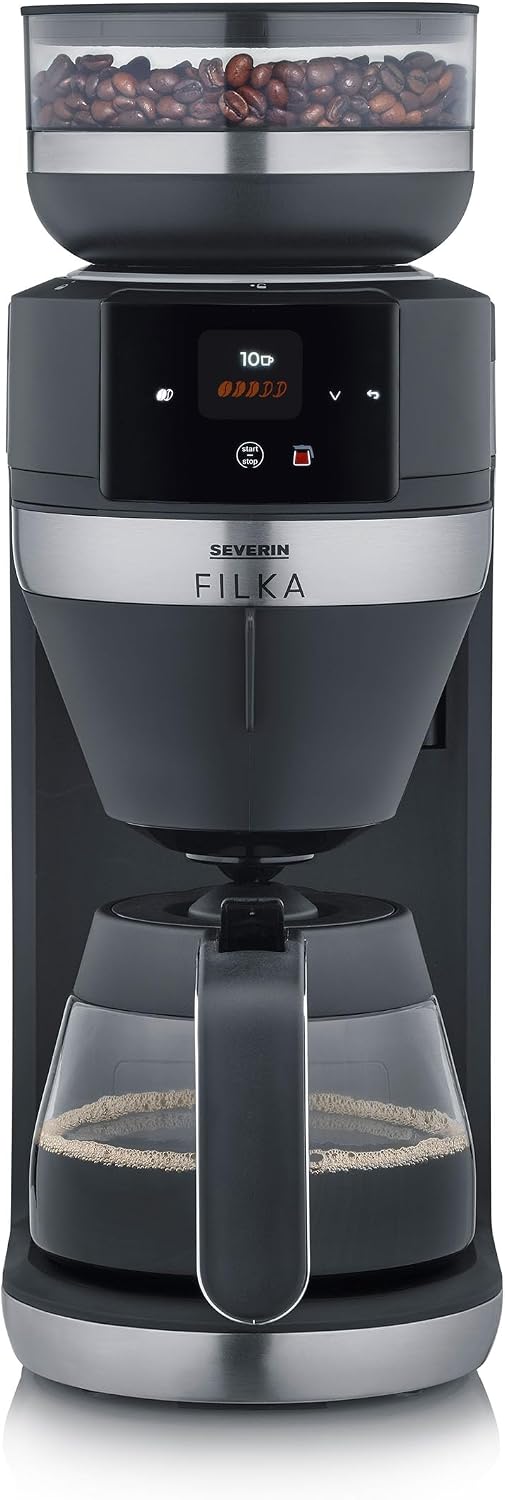 Ekspres do kawy SEVERIN – 5 W, 350 ml, Czarny/Stal Nierdzewna, oświetlenie LED – 5 w 1, FILKA, w pełni automatyczny przelewowej