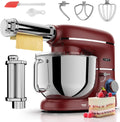 Robot kuchenny Fentic, 2000 W – 6,2 l, 75 dB, Czerwony/Srebrny, oświetlenie LED – Planetarna mikser z maszyną do makaronu - 2000 W