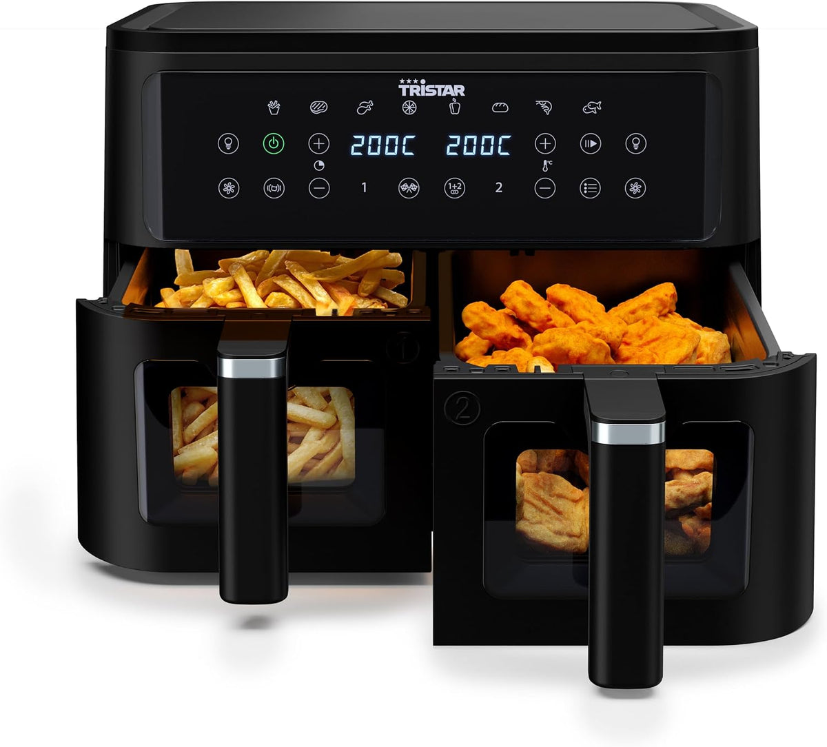 Tristar Frytkownica beztłuszczowa, air fryer, EN-9429 – 9 l, 2500 W, Czarny, 10 programów – dotyk, PFAS- wolne FR-9429