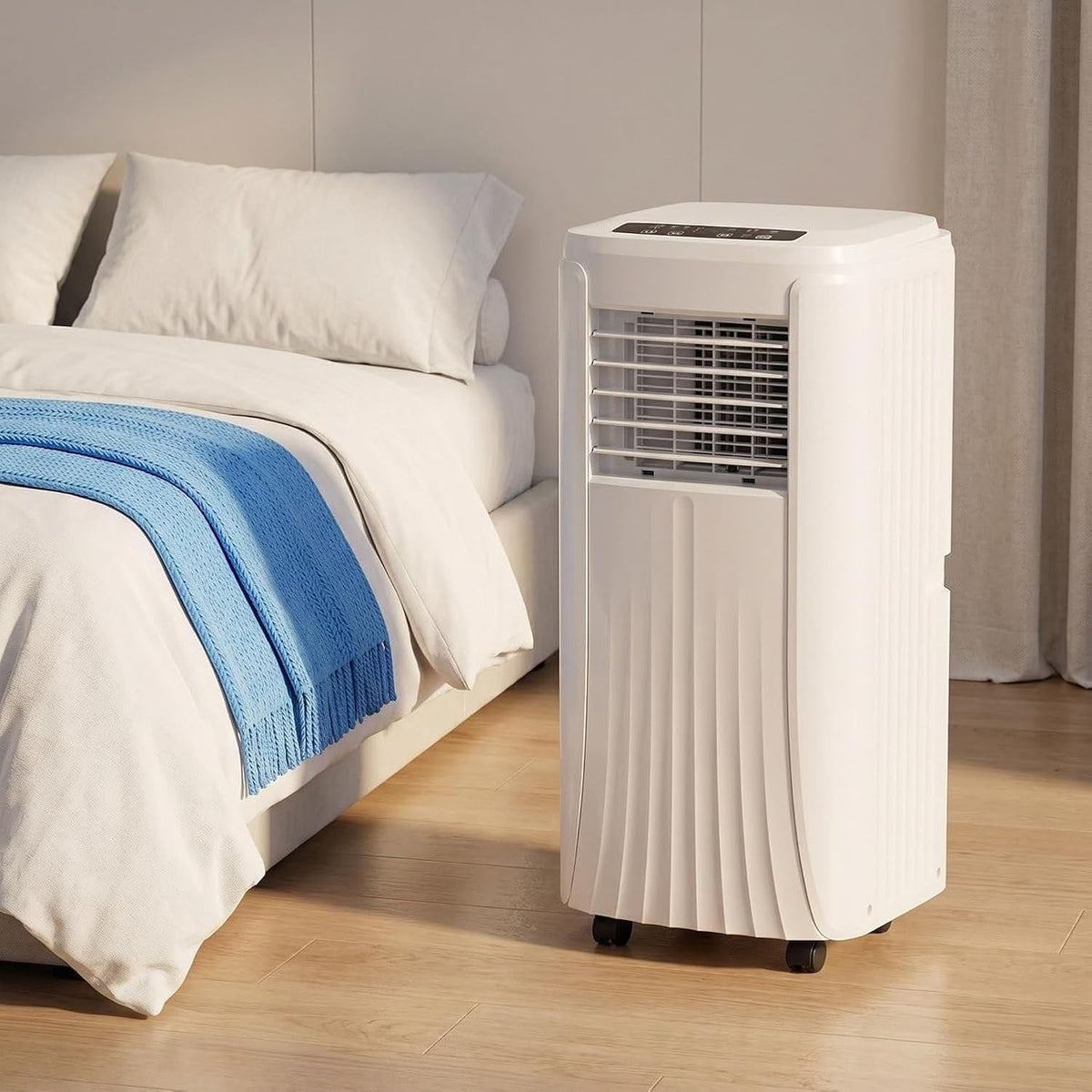 HUANQIN Klimatyzator przenośny, klimatyzator mobilny – 9000 BTU, Biały, pilot zdalnego sterowania, Klimatyzator – Przenośne, Ciche