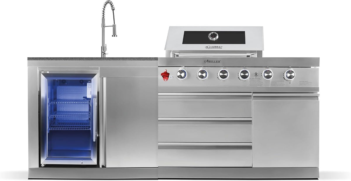 Grill GORILLER – SG213, 8 mm, Srebrny, stal nierdzewna – ochrona UV, kuchnia outdoorowa