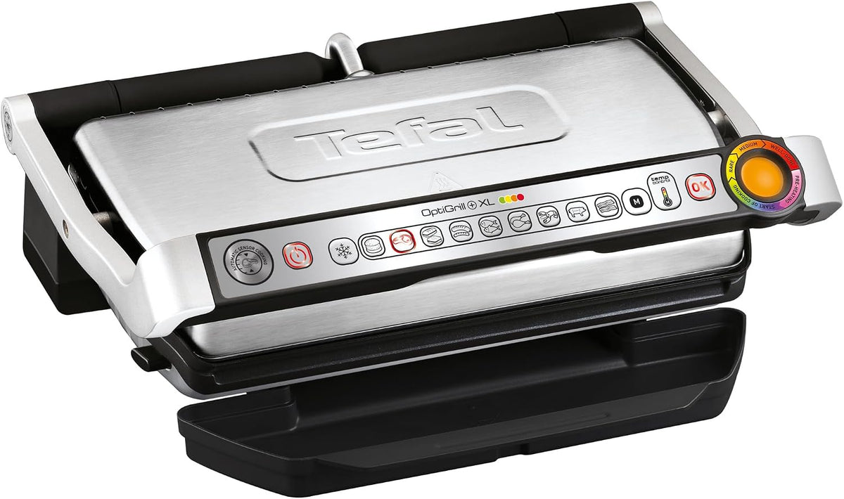 Tefal Grill, 23,5 x 50,0 x 53,0 cm, 8,44 kg – Srebrny/Czarny, stal nierdzewna, Opti + Kontaktowy, Czarny