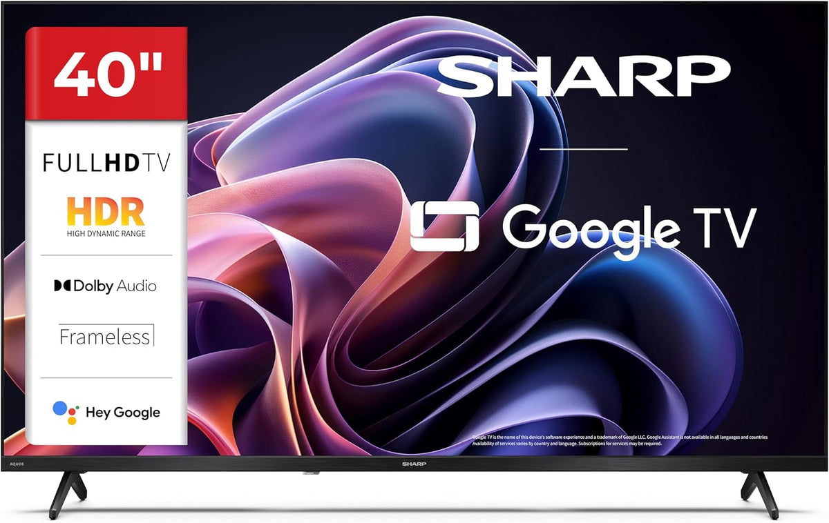 Sharp Telewizor Smart TV, HDR10, 892 x 555 x 213 mm, 37 W – Czarny, USB, Bluetooth, Wi-Fi – telewizor, Google 40HF2265E Smart TV, 40 cali, 892 × 555