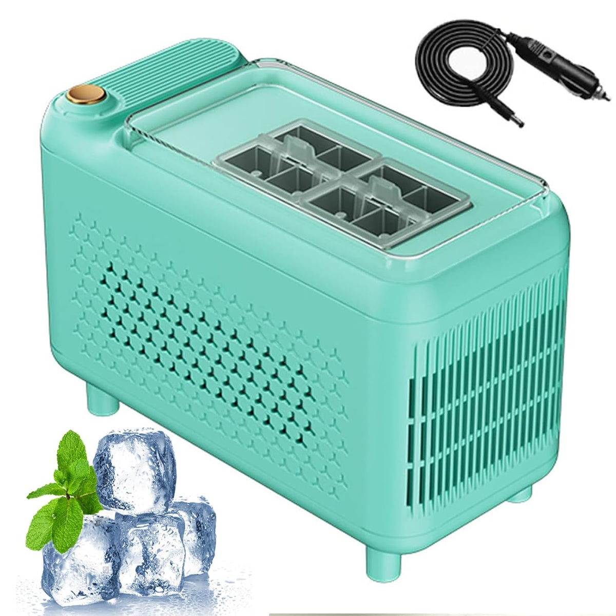 Kostkarka do lodu, maszyna do lodu, 500 ml, 20 x 9,6 x 13,5 cm – 120 W, Zielony, Laptop, Mini 500 ml
